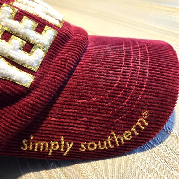 Simply Southern Burgundy Corduroy YEEHAW Baseball Cap Sparkle Lettering - Picture 8 of 12